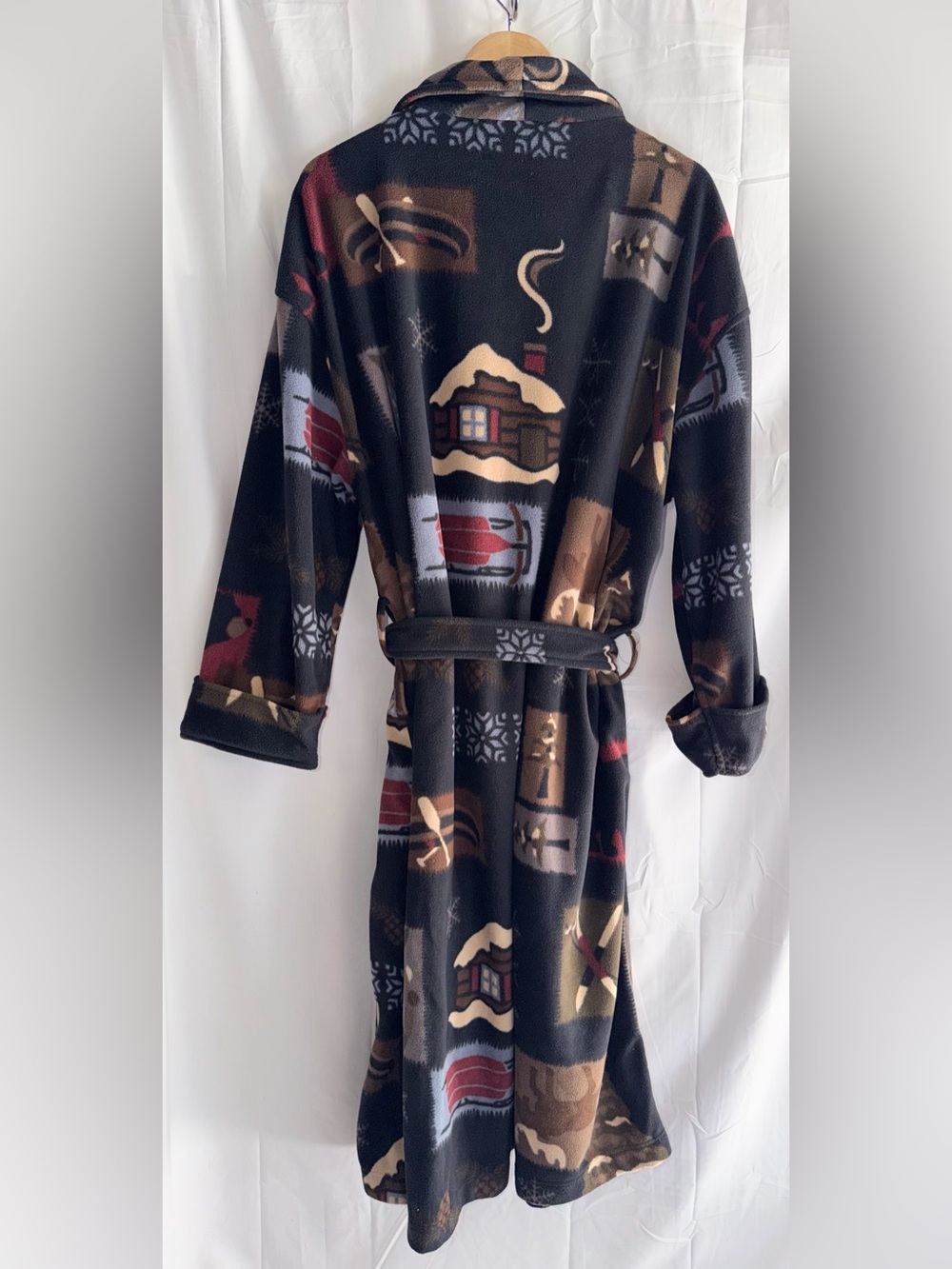 croft & barrow Black Multi-Color Printed Long Robe - Picture 7 of 7